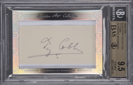 2016 Leaf "Executive Collection" Ty Cobb Signed Card – BGS GEM MINT 9.5/Beckett MINT 9 Signature!